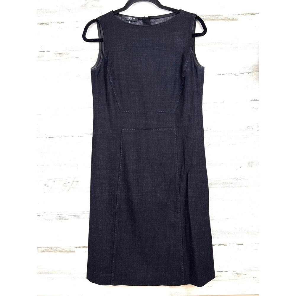 Lafayette 148 Womes XS Virgin Wool Sleeveless Little Black Midi Sheath Dress NEW